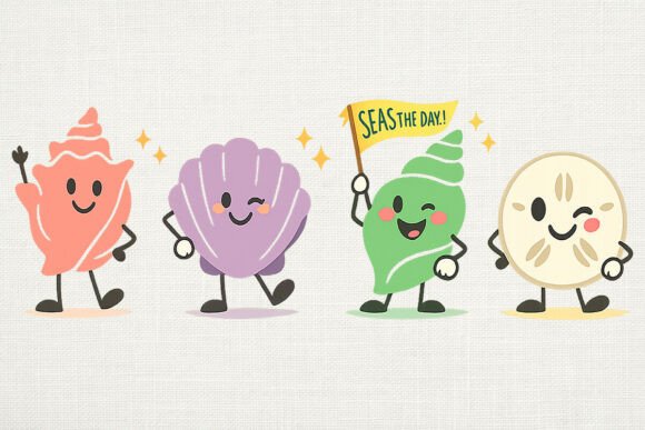 Download Happy Seashell Doodles PNG Beach Clipart - Premium Resources