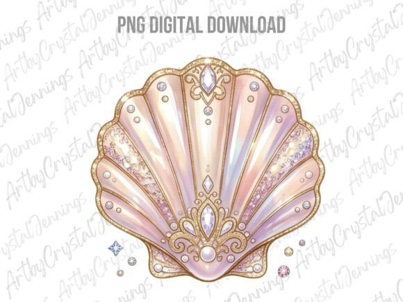 Download Pastel Glitter Mermaid Seashell PNG - Premium Bundle