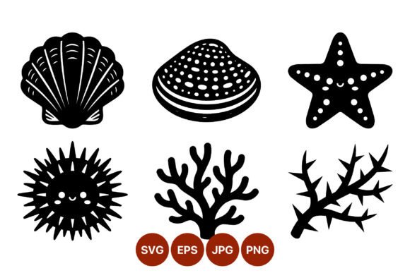 Download Cute Sea Shell and Starfish Vector Icons - Vector Collection