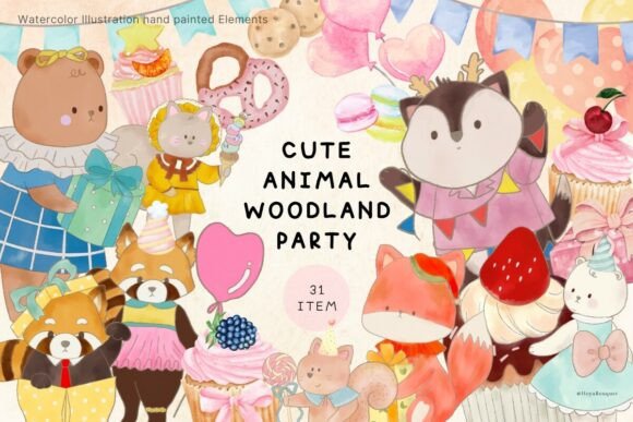 Download Cute Animal Woodland Party 31 ITEM - Item Collection