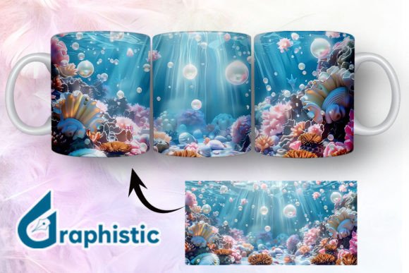 Download 3D Bubbles Pearl Sunset Mug Wrap 16 - Premium Resources