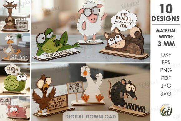 Download Funny Animals Stands Bundle Laser Cut - Stands Collection