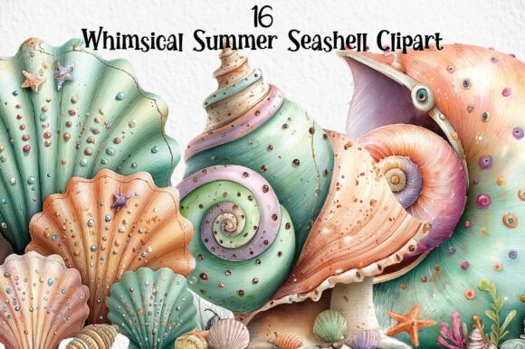 Download Whimsical Summer Seashell Clipart - Premium Resources