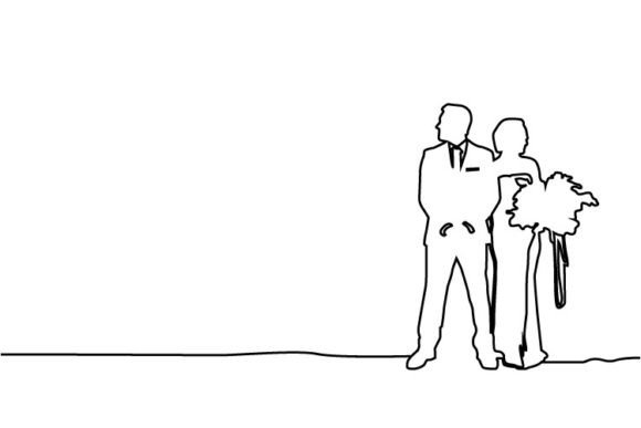 Download Abstract Line Art Couple Wedding Vector - Vector Collection