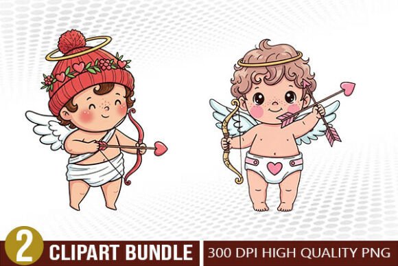 Download Cupid Angel Valentine Illustration Set - Illustration Collection