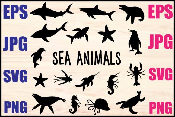 Download Sea Animals Silhouette Vector Set - Vector Collection