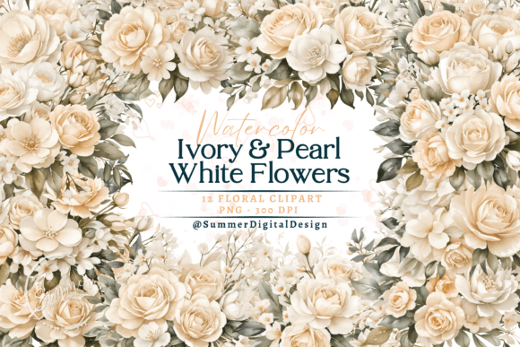 Download Watercolor Ivory and Pearl White Flowers - Premium Resources